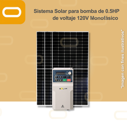 [Sis-25-001-CNT-M-SU100D-1S-0.75G-PM650W] Sistema Solar para bomba de 0.5HP de voltaje 120V Monofásico