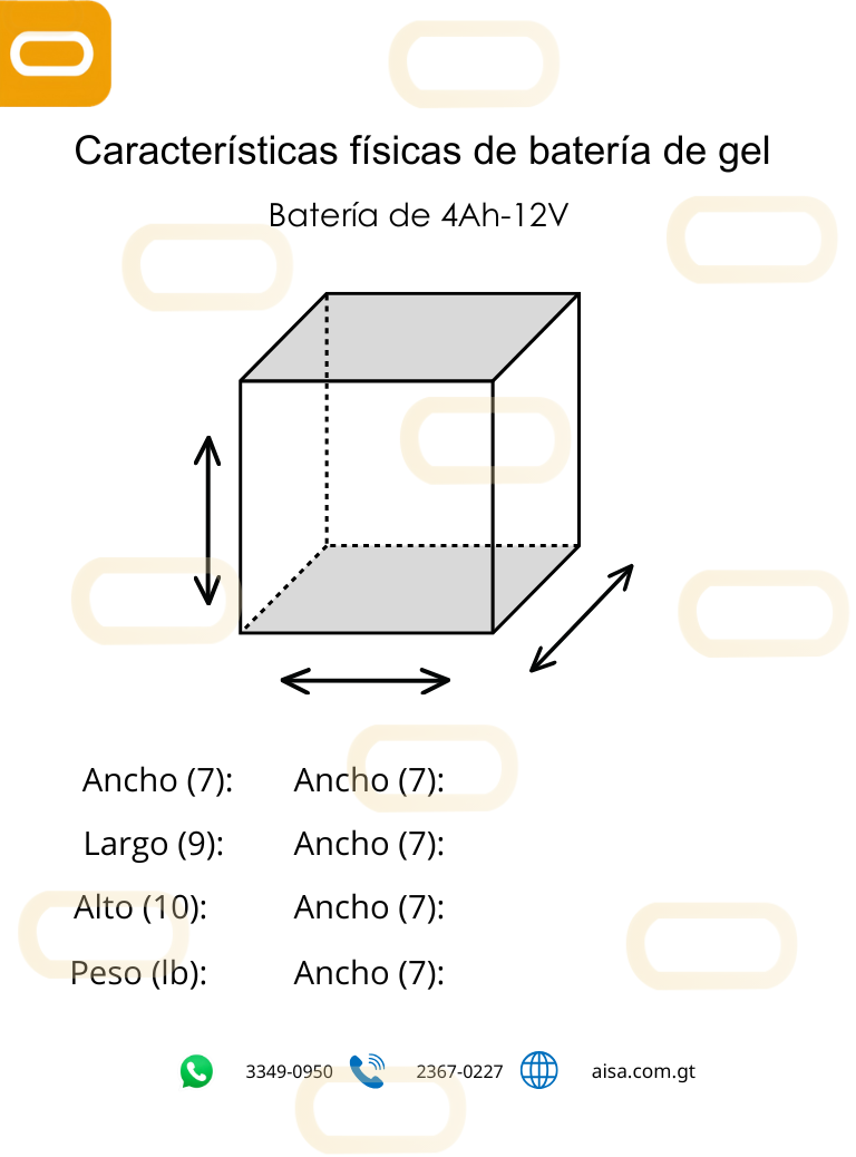 Dimensiones fisicas de Batería de Gel 4Ah / 12V