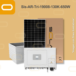 [Sis-AR-Tri-19008-130K-650W] Sistema atado a la red Trifásico 19008 kWh al mes / 130K-650W