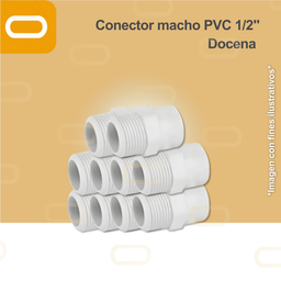 [Conector-macho-PVC-1/2-Docena] Conector macho PVC 1/2" - Docena