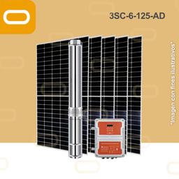 [Sis-25-155-AD-3SC-6-125-180-1500-AD-PM650W] Sistema Bomba Solar Sumergible 3SC-6-125-AD-650W