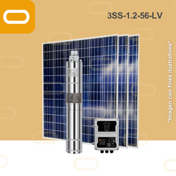 [Sis-25-004-LV-3SS-1.2-56-24-120-LV-PM650W] Sistema Bomba Solar Sumergible 3SS-1.2-56-LV-650W