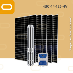 [Sis-25-068-HV-4SC-14-125-280-2200-HV-PM650W] Sistema Bomba Solar Sumergible 4SC-14-125-HV-650W