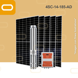 [Sis-23-072-AD-4SC-14-185-530-4000-AD-PM650W] Sistema Bomba Solar Sumergible 4SC-14-185-AD-650W