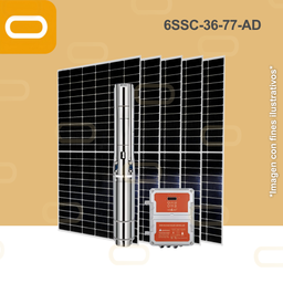 [Sis-19-196-6SSC-36-77-4000-750-PM650W] Sistema Bomba Solar Sumergible 6SSC-36-77-AD-650W