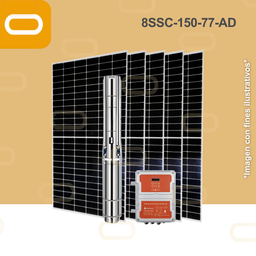 [Sis-23-178-AD-8SSC-150-77-530-15000-AD-PM650W] Sistema Bomba Solar Sumergible 8SSC-150-77-AD-650W