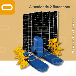 [Sis-25-421-AIR-SWA-180-1500-PM650W] Sistema Aireador Solar para Piscicultura de 2 Paletas