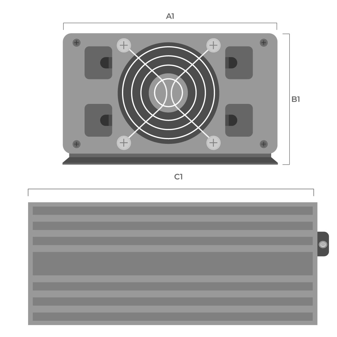 Dimensiones fisicas de Inversor Smart 4000W 12V